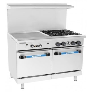 Turbo Air TARG-24G4B 48" 4 Burner Gas Range w/ Griddle & (2) Space Saver Ovens