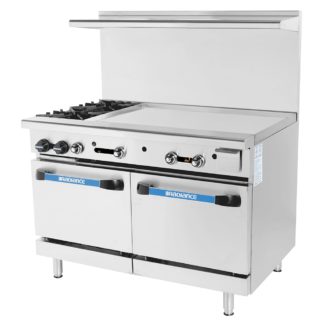 Turbo Air TARG-2B36G 48" 2 Burner Gas Range w/ Griddle & (2) Space Saver Ovens