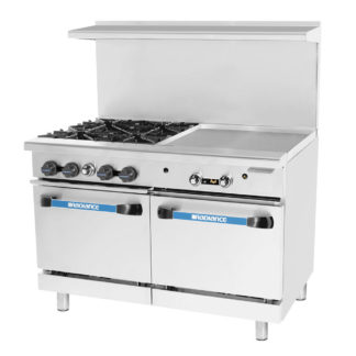 Turbo Air TARG-4B24G 48" 4 Burner Gas Range w/ Griddle & (2) Space Saver Ovens