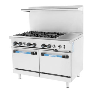 Turbo Air TARG-6B12G 48" 6 Burner Gas Range w/ Griddle & (2) Space Saver Oven