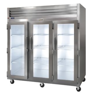 Traulsen G32010 76 3/10" Three Section Reach In Refrigerator, (3) Left/Right Hinge Glass Doors, 115v