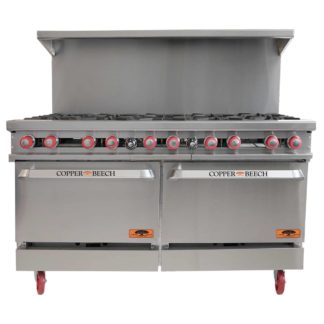 Copper Beech Pro PCBR-10 60" 10 Open Burner Gas Restaurant Range w/ 2 Space-Saver Oven