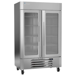 Victory Refrigeration LSR49HC-1 51.94'' Silver 2 Section Swing Refrigerated Glass Door Merchandiser