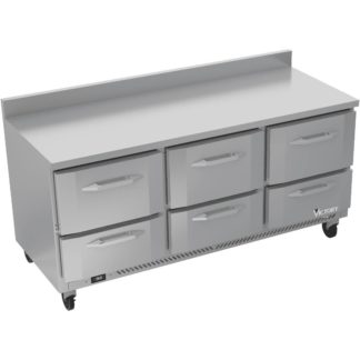 Victory Refrigeration VWRD72HC-6 72.00'' 6 Drawer Counter Height Worktop Refrigerator with Side / Rear Breathing Compressor - 17.88 cu. ft.