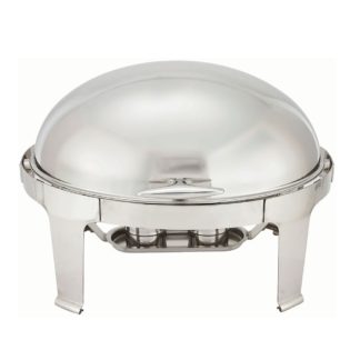 Winco 603 8 qt Oval Chafer w/ Roll Top Lid, Stainless Steel