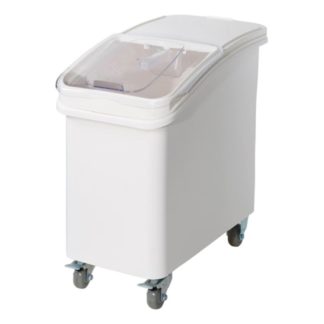 Winco IB-27 27 ga Ingredient Bin w/ Clear Plastic Cover, Clasp Sliding Lid & Scoop, White