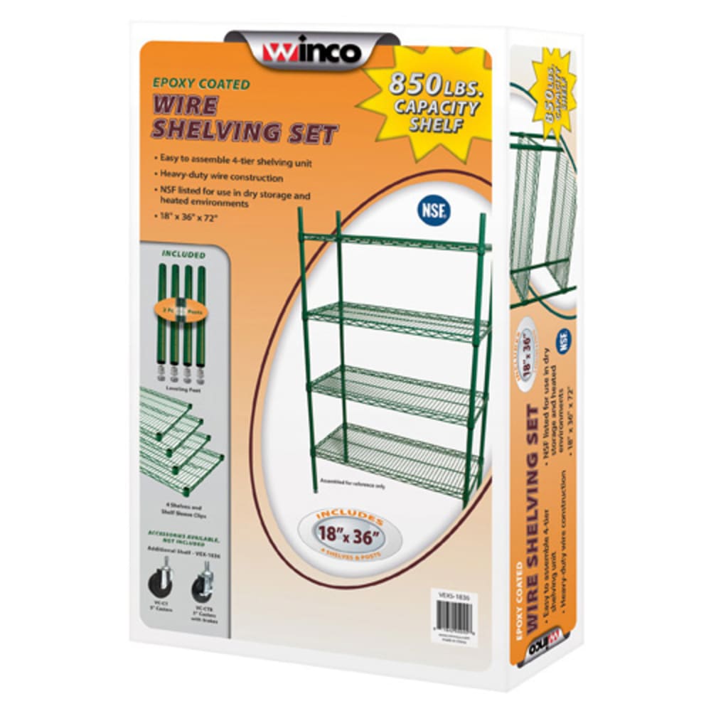 Winco VEXS-2448 Epoxy Coated Wire Shelf Kit - 48"W x 24"D x 72"H - Image 3