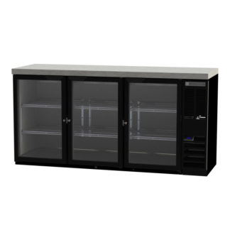Beverage Air BB72HC-1-FG-S-27 72" Bar Refrigerator - 3 Swinging Glass Doors, Black, 115v