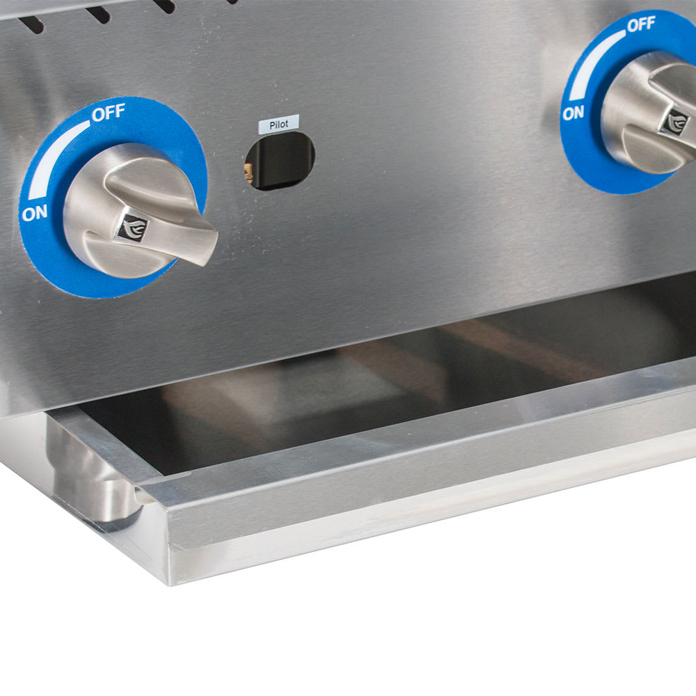 Globe GCB24G-RK 24" Countertop Gas Charbroiler w/ Reversible Grates, Char Rock, Stainless - Image 5
