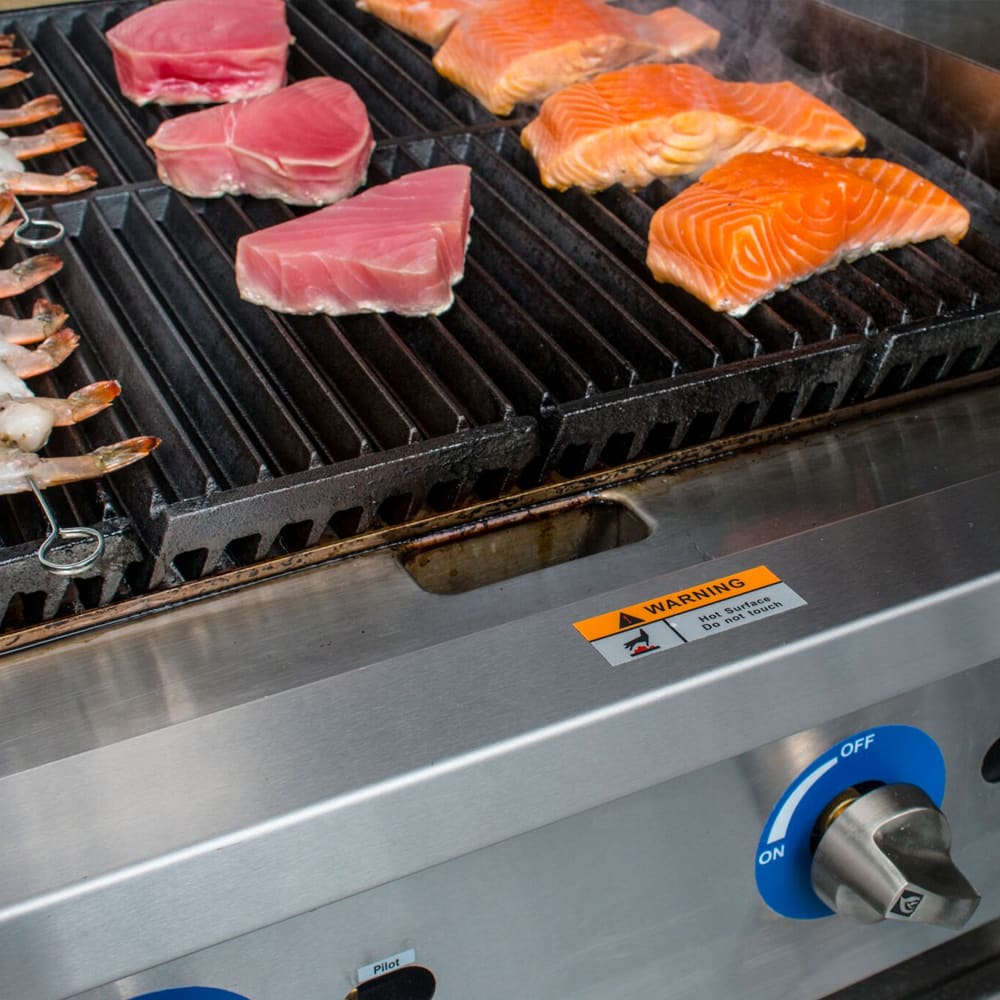 Globe GCB24G-RK 24" Countertop Gas Charbroiler w/ Reversible Grates, Char Rock, Stainless - Image 10