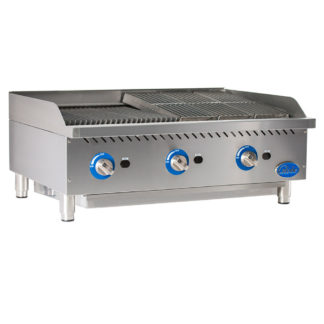 Globe GCB36G-CR 36" Countertop Gas Charbroiler w/ Reversible Grates, Radiant, Stainless