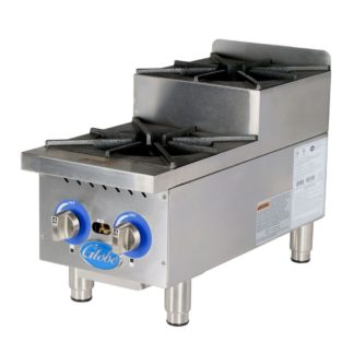 Globe GHPSU212G 12" Gas Hotplate w/ (2) Burners & Manual Controls, Convertible