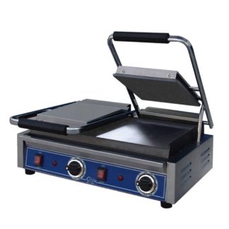 Globe GSGDUE10 Double Commercial Panini Press w/ Cast Iron Smooth Plates, 240v/1ph