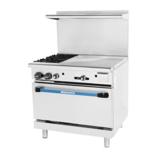 Turbo Air TARG-24G2B 36" 2 Burner Gas Range w/ Griddle & (2) Standard Ovens
