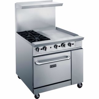 Dukers DCR36-2B24GM 36" Commercial Gas Range, Two Open Burners, 24" Griddle