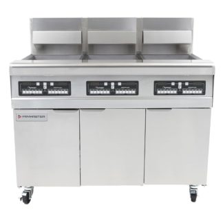 Frymaster MJ350 Gas Fryer - (3) 50 lb Vats, Floor Model