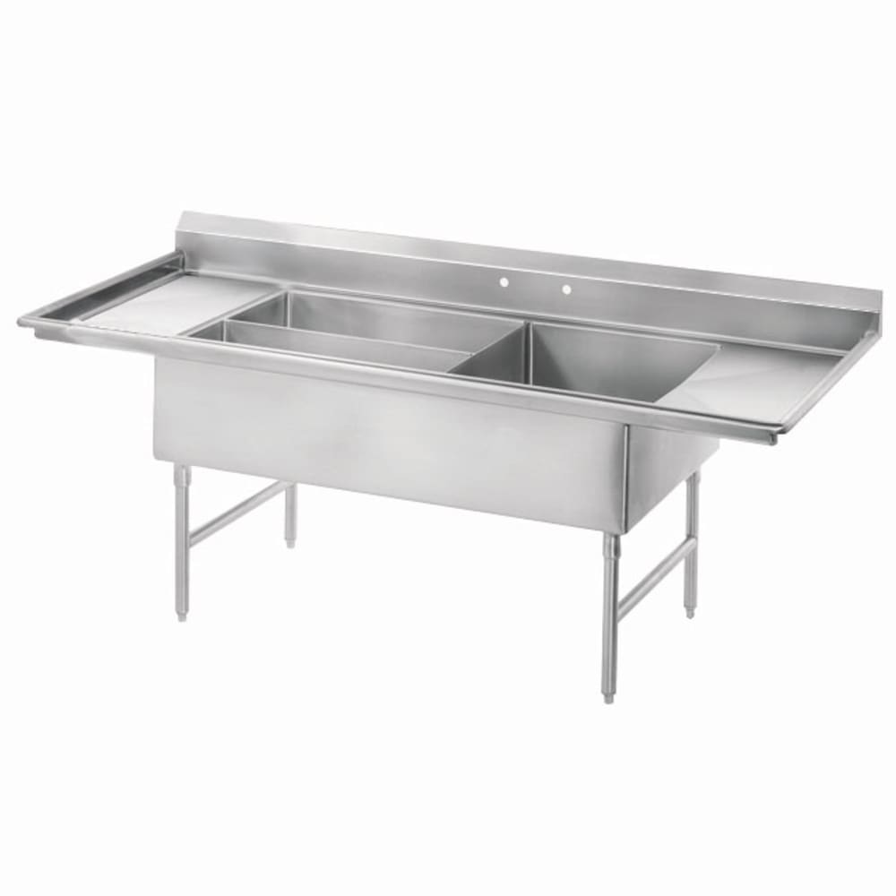 Advance Tabco 18-K5-56 91" 3 Compartment Sink w/ 24"L x 30"W Bowl, 12" Deep