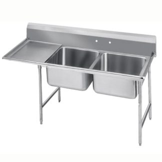 Advance Tabco 9-22-40-36L 84" 2 Compartment Sink w/ 20"L x 20"W Bowl, 12" Deep