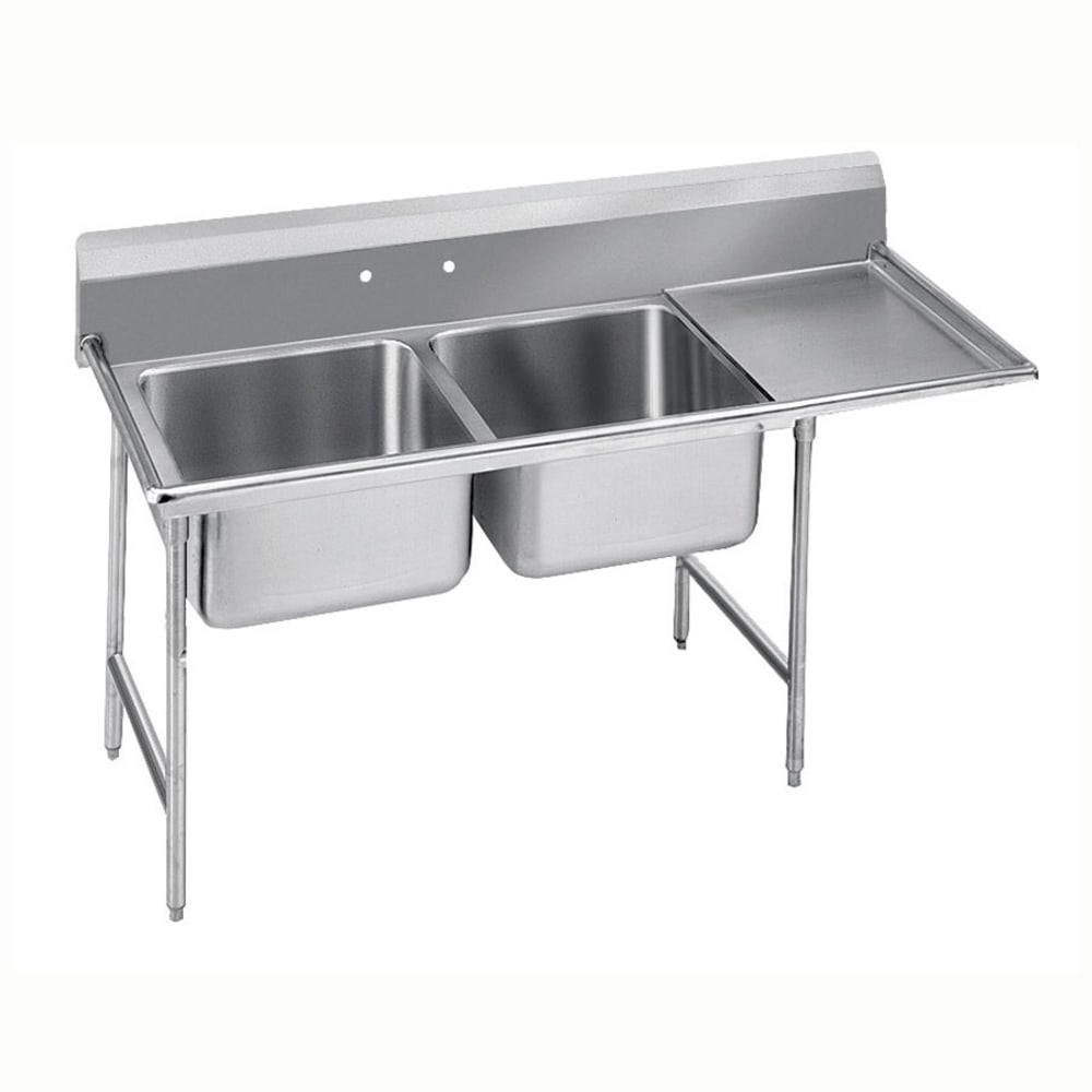 Advance Tabco 9-22-40-36R 84" 2 Compartment Sink w/ 20"L x 20"W Bowl, 12" Deep