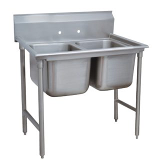 Advance Tabco 9-2-36 44" 2 Compartment Sink w/ 16"L x 20"W Bowl, 12" Deep
