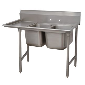 Advance Tabco 9-2-36-18L 58" 2 Compartment Sink w/ 16"L x 20"W Bowl, 12" Deep