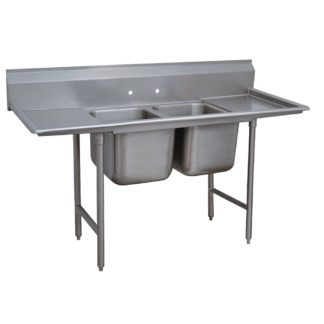 Advance Tabco 9-2-36-18RL 72" 2 Compartment Sink w/ 16"L x 20"W Bowl, 12" Deep