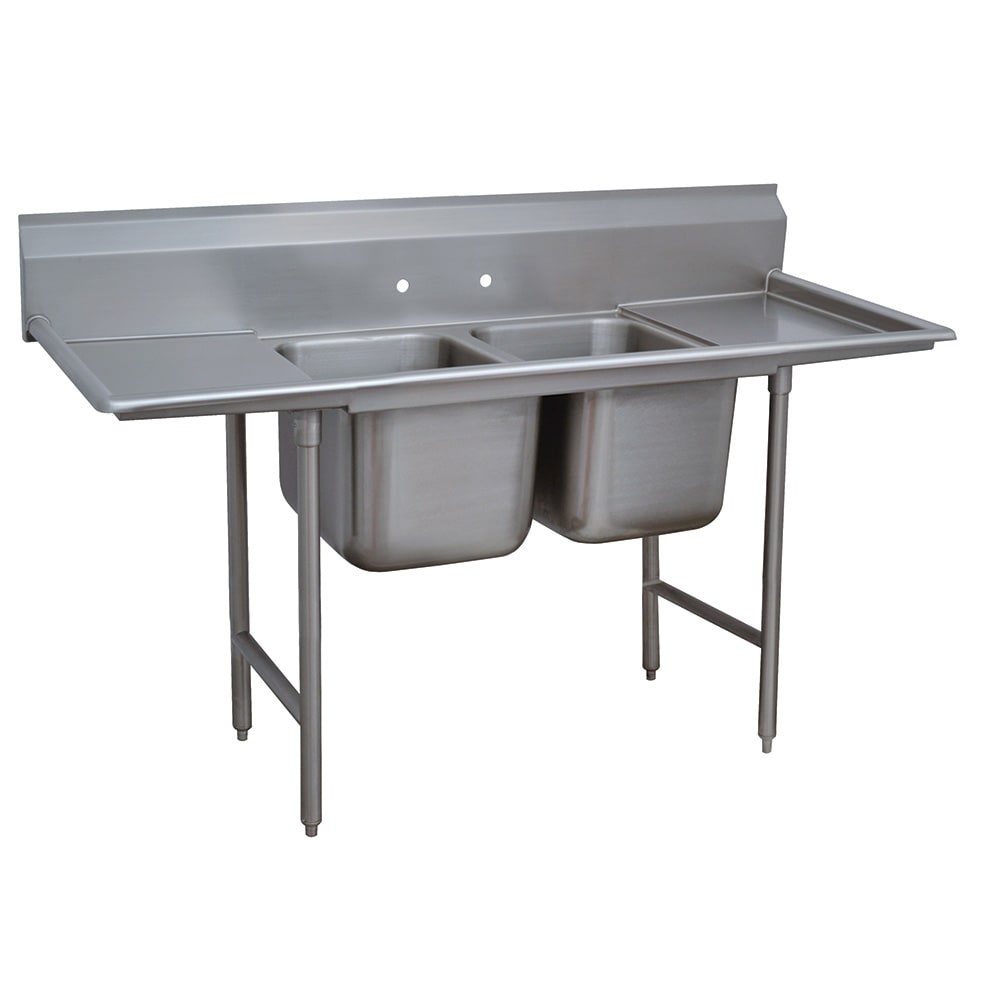Advance Tabco 9-2-36-18RL 72" 2 Compartment Sink w/ 16"L x 20"W Bowl, 12" Deep