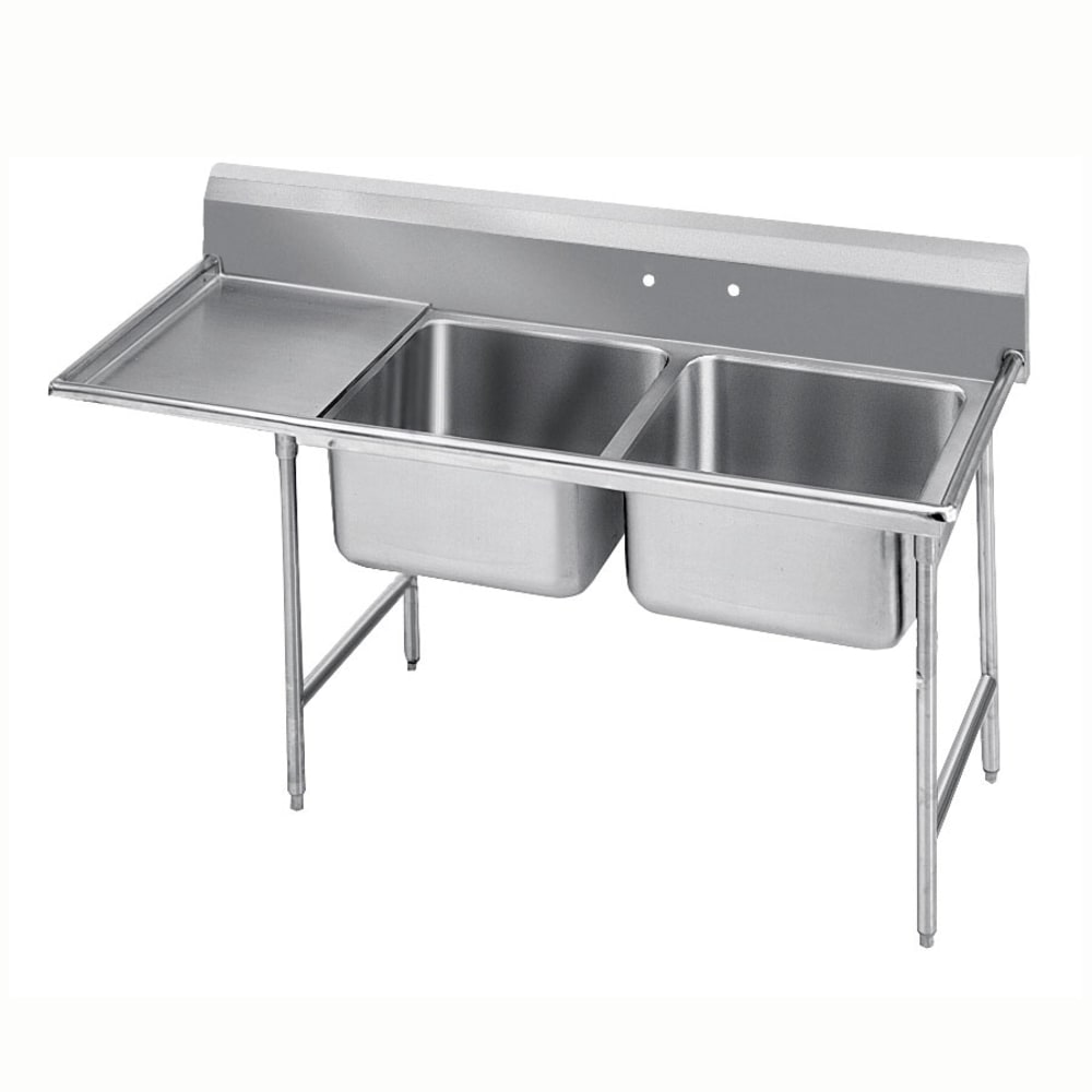 Advance Tabco 93-22-40-18L 66" 2 Compartment Sink w/ 20"L x 20"W Bowl, 12" Deep