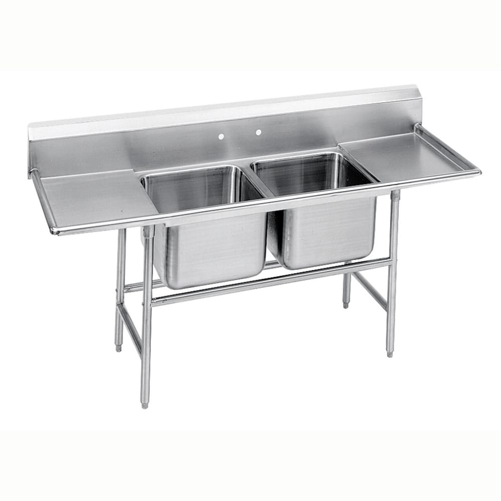 Advance Tabco 93-22-40-36RL 117" 2 Compartment Sink w/ 20"L x 20"W Bowl, 12" Deep