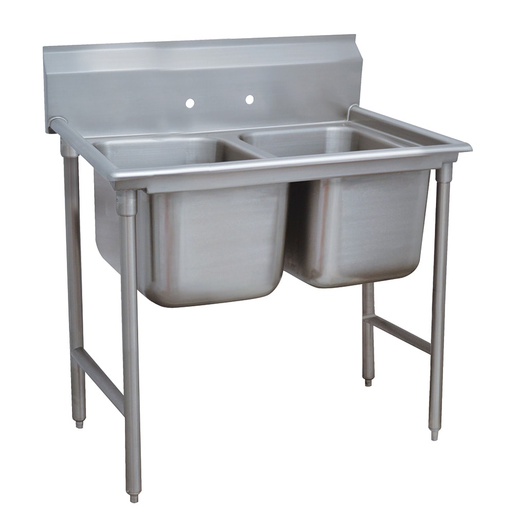 Advance Tabco 93-2-36 44" 2 Compartment Sink w/ 16"L x 20"W Bowl, 12" Deep