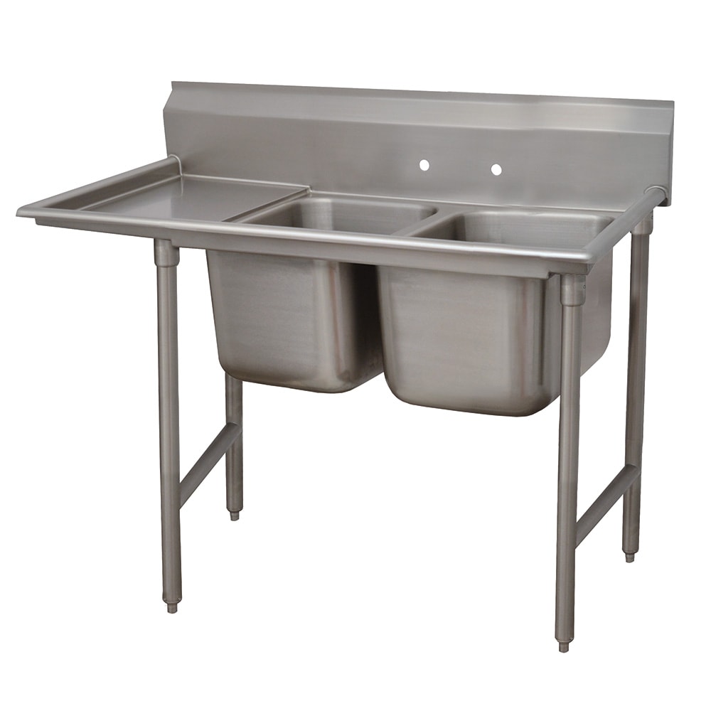 Advance Tabco 93-2-36-18L 58" 2 Compartment Sink w/ 16"L x 20"W Bowl, 12" Deep