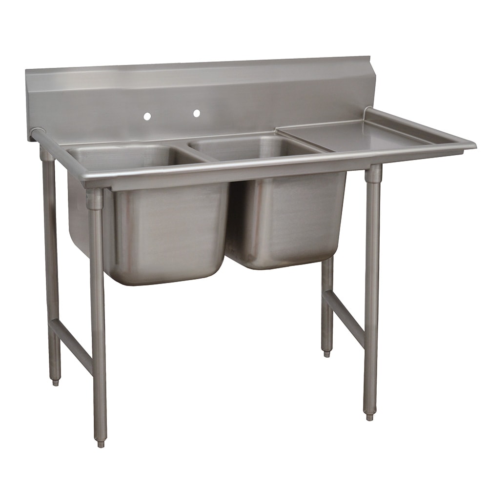 Advance Tabco 93-2-36-18R 58" 2 Compartment Sink w/ 16"L x 20"W Bowl, 12" Deep