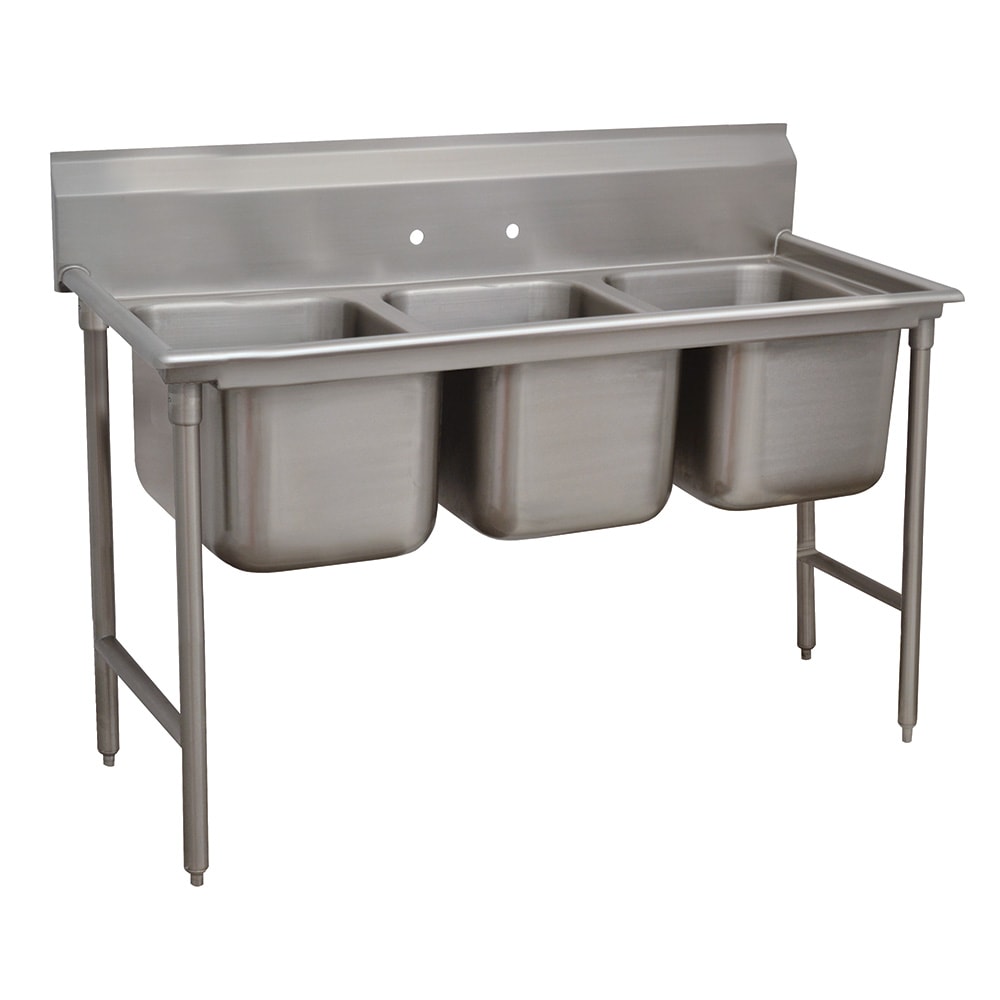 Advance Tabco 93-3-54 62" 3 Compartment Sink w/ 16"L x 20"W Bowl, 12" Deep