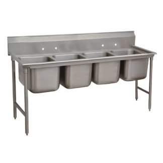 Advance Tabco 93-4-72-18RL 110" 4 Compartment Sink w/ 16"L x 20"W Bowl, 12" Deep