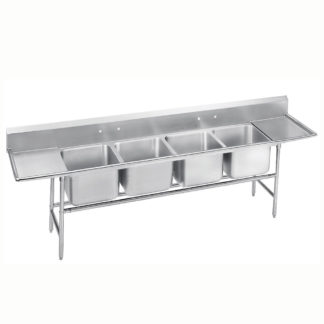Advance Tabco 93-4-72-24RL 122" 4 Compartment Sink w/ 16"L x 20"W Bowl, 12" Deep