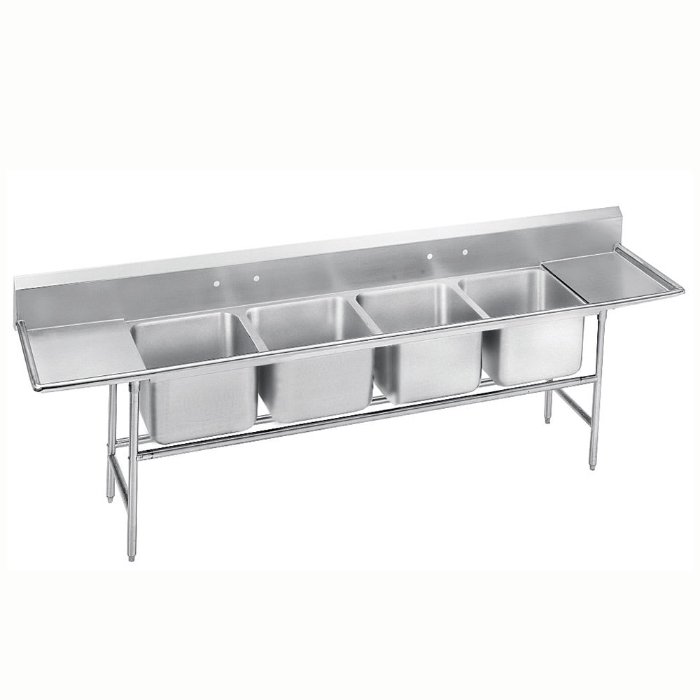Advance Tabco 93-4-72-24RL 122" 4 Compartment Sink w/ 16"L x 20"W Bowl, 12" Deep