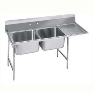 Advance Tabco 93-62-36-18R 62" 2 Compartment Sink w/ 18"L x 24"W Bowl, 12" Deep