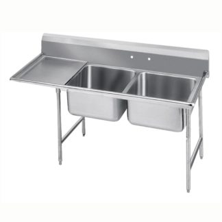 Advance Tabco 94-22-40-36L 84" 2 Compartment Sink w/ 20"L x 20"W Bowl, 14" Deep