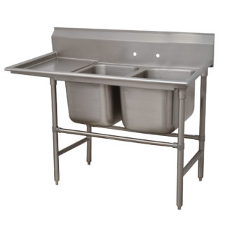 Advance Tabco 94-2-36-18L 58" 2 Compartment Sink w/ 16"L x 20"W Bowl, 14" Deep