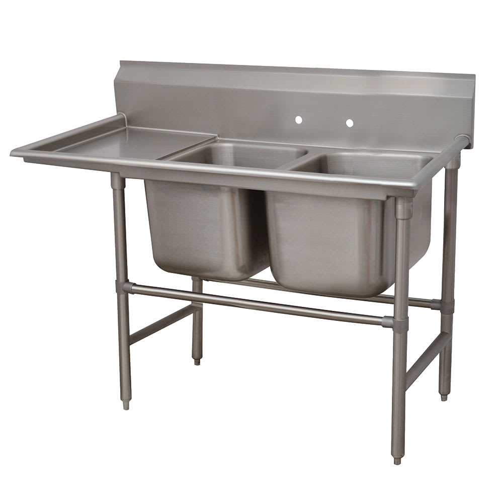 Advance Tabco 94-2-36-18L 58" 2 Compartment Sink w/ 16"L x 20"W Bowl, 14" Deep