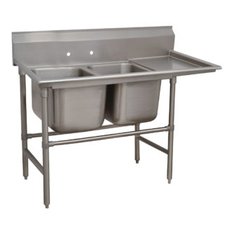 Advance Tabco 94-2-36-18R 58" 2 Compartment Sink w/ 16"L x 20"W Bowl, 14" Deep