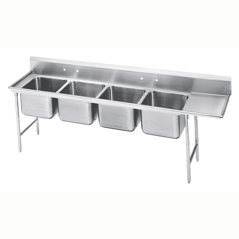 Advance Tabco 94-4-72-24R 101" 4 Compartment Sink w/ 16"L x 20"W Bowl, 14" Deep