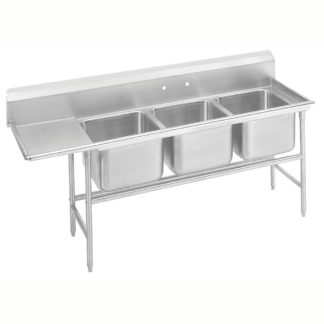 Advance Tabco 94-63-54-18L 83" 3 Compartment Sink w/ 18"L x 24"W Bowl, 14" Deep