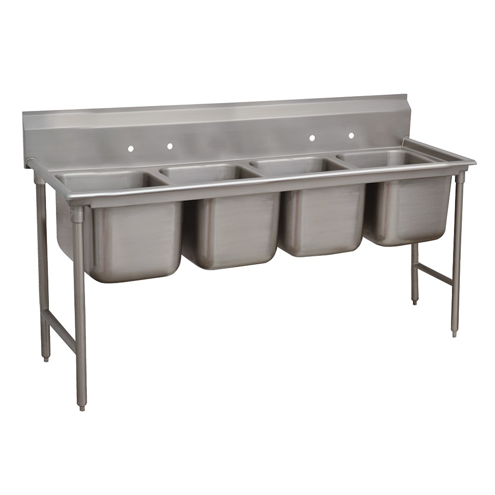 Advance Tabco 9-4-72 81" 4 Compartment Sink w/ 16"L x 20"W Bowl, 12" Deep