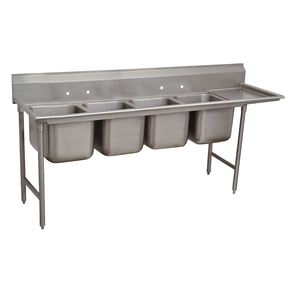 Advance Tabco 9-4-72-18R 95" 4 Compartment Sink w/ 16"L x 20"W Bowl, 12" Deep