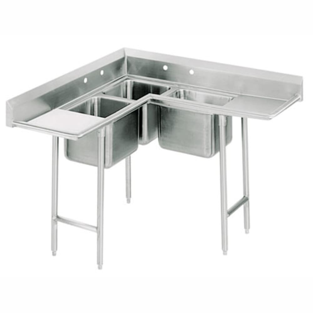Advance Tabco 94-K8-30D 86" 3 Compartment Sink w/ 20"L x 20"W Bowl, 12" Deep