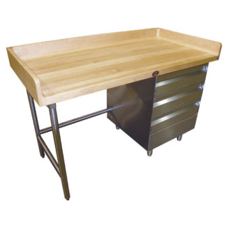 Advance Tabco BST-305 60" Maple Top Bakers Table w/ 4" Splash & (3) Right-Side Drawers, 30"D