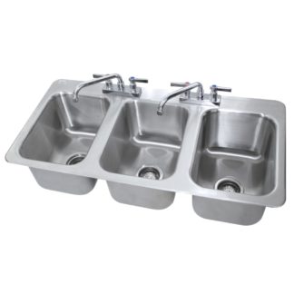 Advance Tabco DI-3-10 Drop In Sink w/ (3) 10"L x 14"W x 10"D Bowls, Drains Included