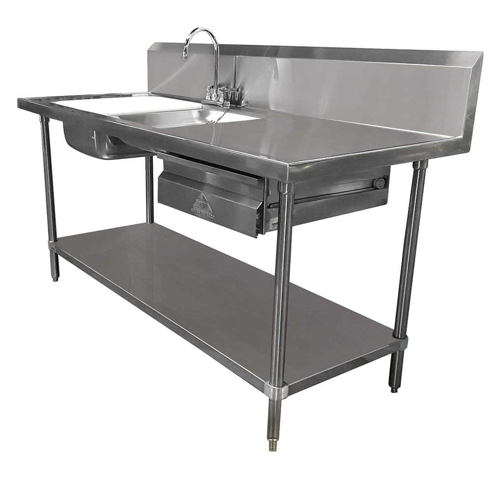 Advance Tabco DL-30-72 72" Prep Table Sink Unit - (2) Sinks, Deck Mount Gooseneck