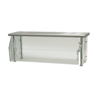 Advance Tabco DSG-18S-132 132" Multi-Use Sneeze Guard w/ Stainless Top Shelf - 18"D, Counter-Mount, Glass
